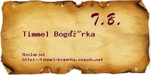 Timmel Bogárka névjegykártya